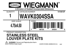 WIEGMANN Wiegmann WAVK0304SSA Louver Vent 4.75 x 4.50 in (HxW)