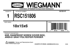 WIEGMANN Wiegmann RSC151806 NEMA 3R Wall Mount Enclosure 18 x 15 x 6 in