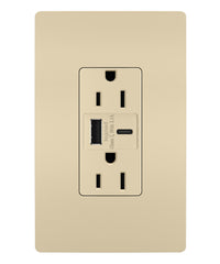 LEGRAND Legrand TR15USBACI 15A 125V Duplex Tamper-Resistant Receptacle with USB (Duplex) TR15USBACI