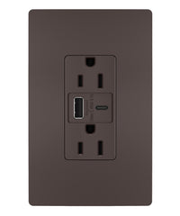 LEGRAND Legrand TR15USBAC 15A 125V Duplex Tamper-Resistant Receptacle with USB-A/USB-C 3.1A (Pack 1) TR15USBAC