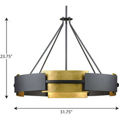 PROGRESS LIGHTING Progress Lighting P500331-031 Lowery Collection Six-Light Hanging Pendant Light 6 x 60W (31.75 in)