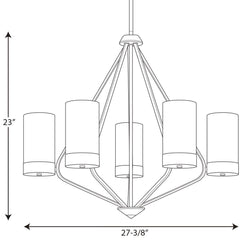 PROGRESS LIGHTING Progress Lighting P400022-109 Elevate 100W 27-3/8 in 5-Light Medium E-26 Chandelier