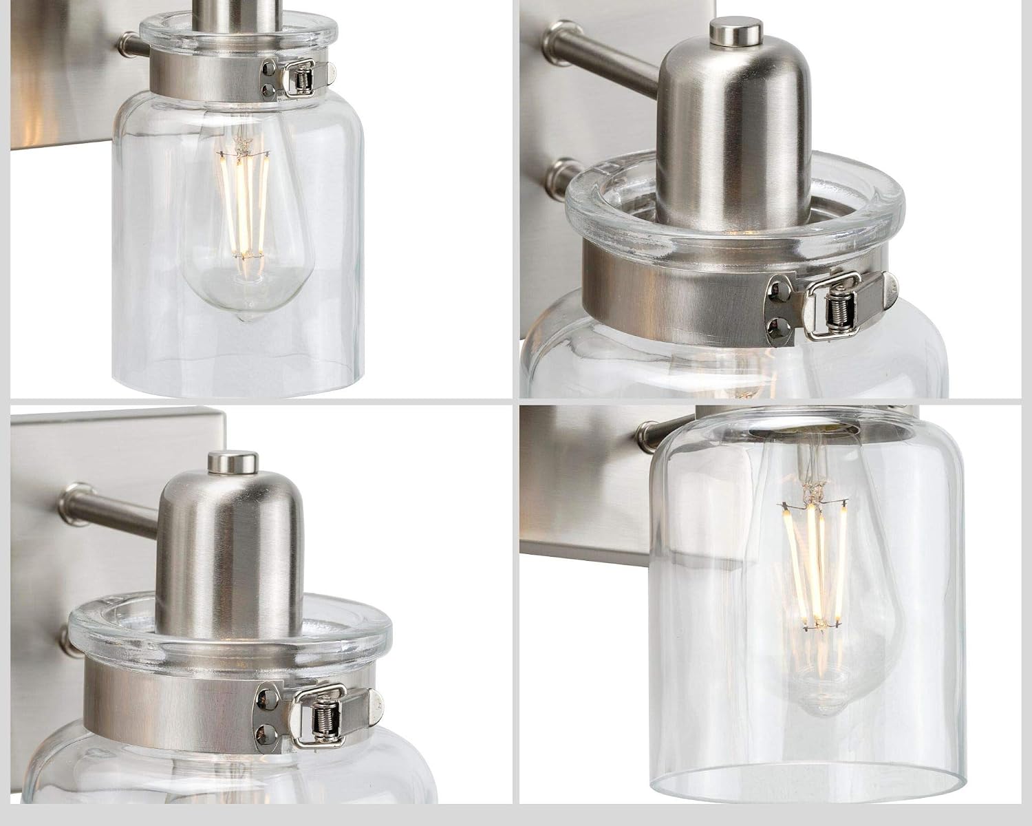 PROGRESS LIGHTING Progress Lighting P300048-009 Calhoun Collection 4-Light Clear Glass Farmhouse Bath Vanity Light 100 watts (4-Light)
