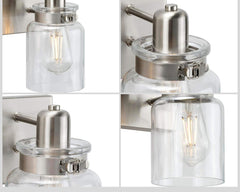PROGRESS LIGHTING Progress Lighting P300048-009 Calhoun Collection 4-Light Clear Glass Farmhouse Bath Vanity Light 100 watts (4-Light)