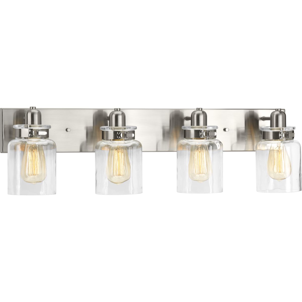 PROGRESS LIGHTING Progress Lighting P300048-009 Calhoun Collection 4-Light Clear Glass Farmhouse Bath Vanity Light 100 watts (4-Light)