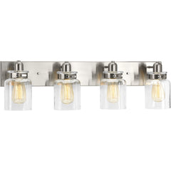 PROGRESS LIGHTING Progress Lighting P300048-009 Calhoun Collection 4-Light Clear Glass Farmhouse Bath Vanity Light 100 watts (4-Light)