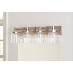 PROGRESS LIGHTING Progress Lighting P300048-009 Calhoun Collection 4-Light Clear Glass Farmhouse Bath Vanity Light 100 watts (4-Light)