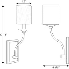 PROGRESS LIGHTING Progress Lighting P710018-009 Bonita 60W 9 x 17-1/8 in. 1-Light Candelabra E12 Wall Sconce 94710018009