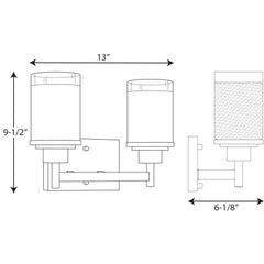 PROGRESS LIGHTING Progress Lighting P2977-09 Alexa Collection Two-Light Bath Vanity Light 100W (13 in) PP297709