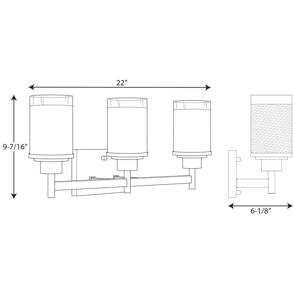 PROGRESS LIGHTING Progress Lighting P2978-09 Alexa 3-Light Bath Vanity 100W (22-Inch x 9-3/8-Inch) P2978-09