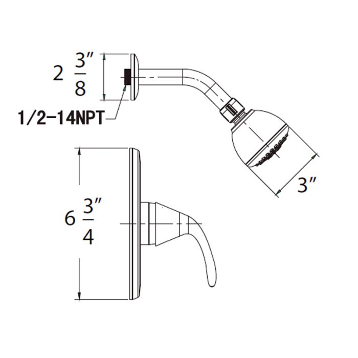 HUNTINGTON BRASS Huntington Brass P6120001 Trend Shower Trim 1.5 GPM (3 inches Face) Replacement P6120029