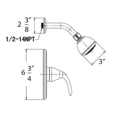 HUNTINGTON BRASS Huntington Brass P6120001 Trend Shower Trim 1.5 GPM (3 inches Face) Replacement P6120029