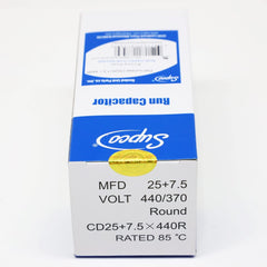 SUPCO Supco CD25+7.5X440R Round Dual Run Capacitor 440/370 VAC (2.00 inches x 3.75 inches) Replaces PRCFD2575, 12779