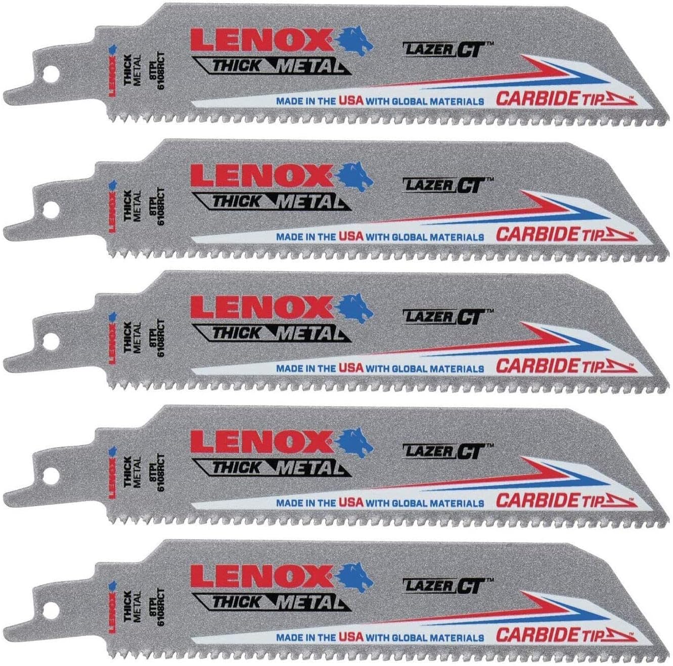 LENOX Lenox 2014223 1 inches x .050 inches x 6 inches reciprocating saw blade 5 pack