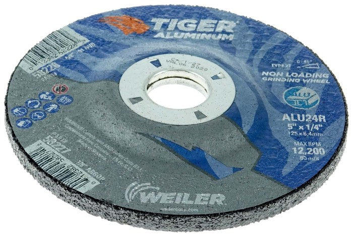 WEILER Weiler 58227 Tiger 24 Grit Type 27 Grinding Wheel 5 in x 1/4 in (0°-45°)