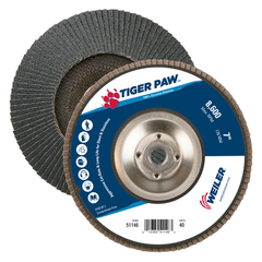 WEILER Weiler 51146 Tiger Paw High Performance Flap Disc 8600 rpm (7 in / 10 per pack / Type 29)