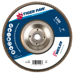 WEILER Weiler 51146 Tiger Paw High Performance Flap Disc 8600 rpm (7 in / 10 per pack / Type 29)