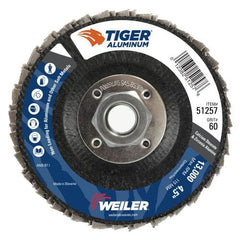 WEILER Weiler 51257 Tiger Aluminum Flap Disc 60 Grit 4-1/2 in Flat Type 27