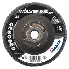 WEILER Weiler 31392 Wolverine Flap Disc (4-1/2 in, Type 27, 80 Grit, 5/8-11 Nut)
