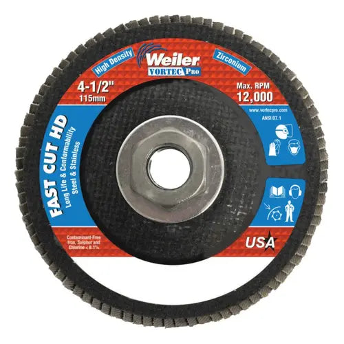 WEILER Weiler 31392 Wolverine Flap Disc (4-1/2 in, Type 27, 80 Grit, 5/8-11 Nut)