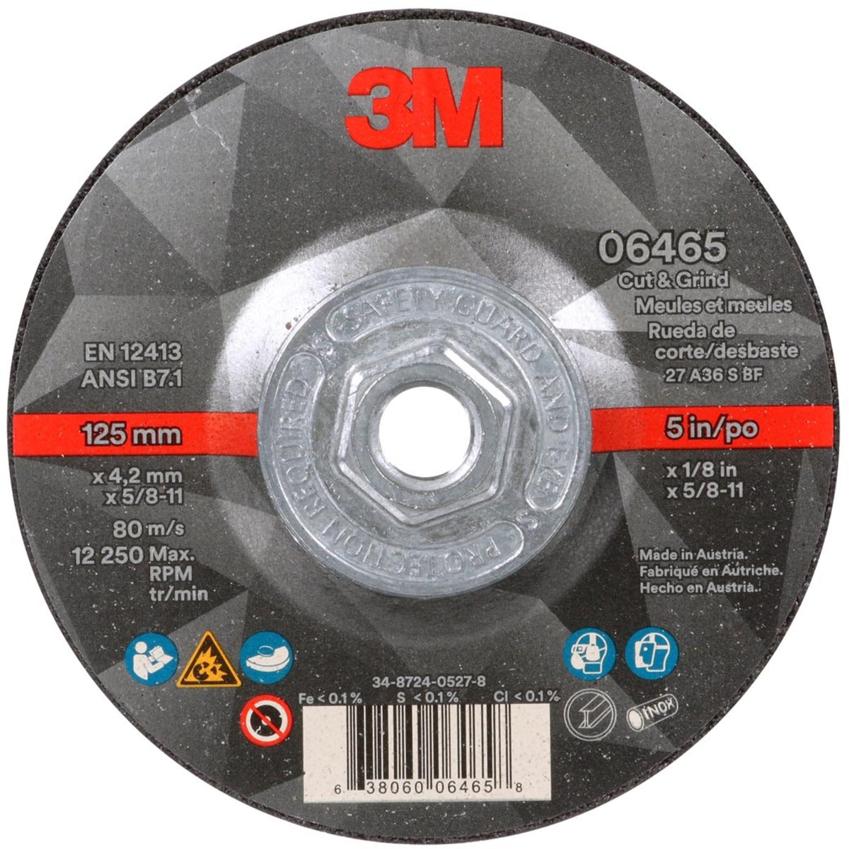 3M 3M 7100245015 Cut and Grind Wheel (5 in x 1/8 in x 5/8 in-11, T27 Quick Change)