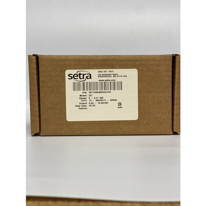 SETRA SYSTEMS Setra Systems 26712R5WD2EA1FD Pressure Transducer 0-10 VDC (0 to 2.5 in WC)