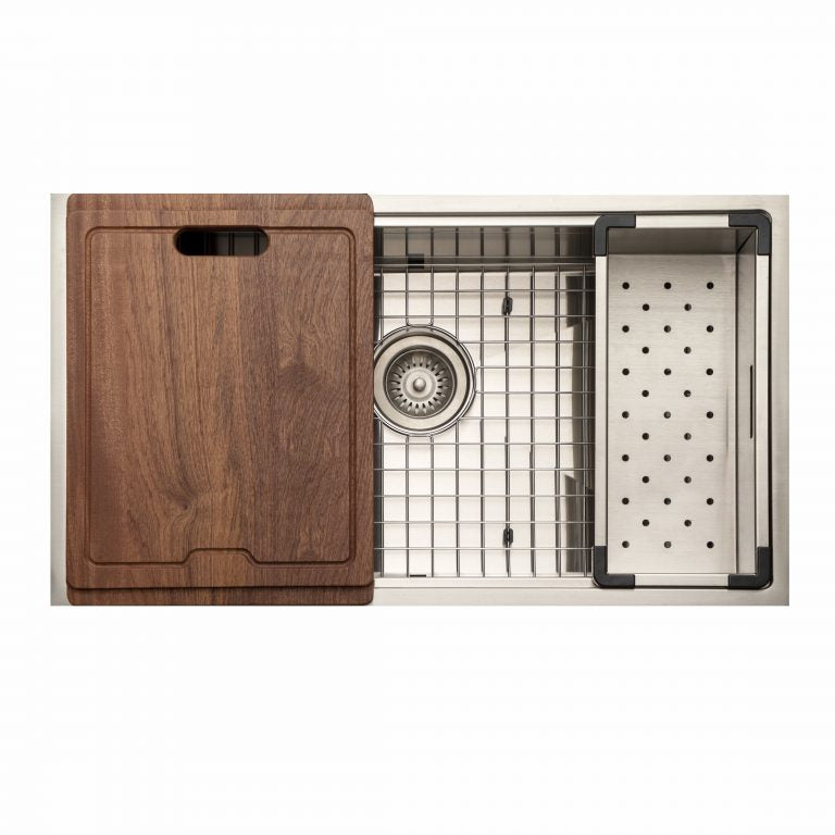 HAMAT Hamat REN-16-3218S Dual Level Undermount 16GA Stainless Steel Single Bowl Sink (9 inches Depth)