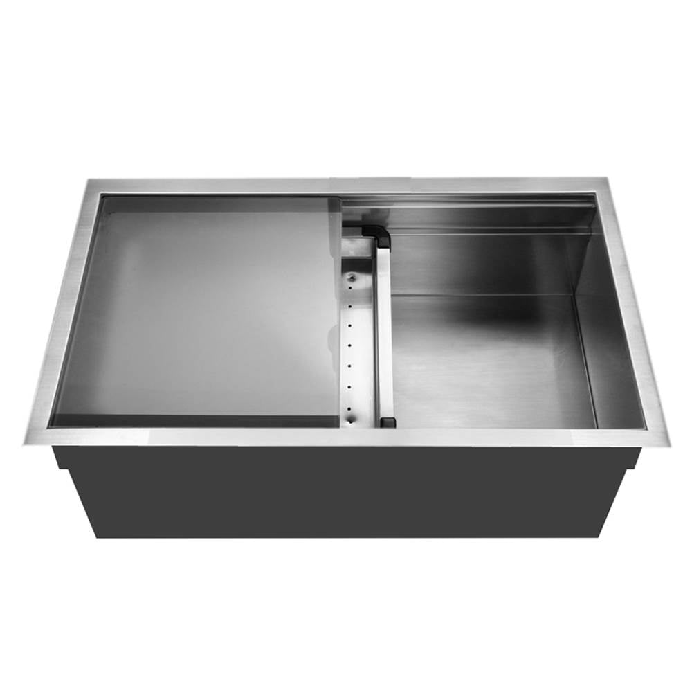 HAMAT Hamat REN-3218S Dual Level Undermount 18-gauge Stainless Steel Large Single Bowl Kitchen Sink 32 Inch