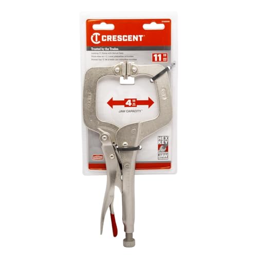 CRESCENT Crescent C11CCSVN Locking C-Clamp with Swivel Pad Tips - 11 inches, Red
