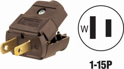 LEVITON Leviton Mfg Co 035-00101-2BP Cord Plug 15A 125V Nema 1-15P