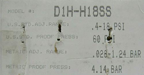BARKSDALE Barksdale D1H-H18SS Pressure Vacuum Actuated Switch 10A Adjust Range 0.4-18 PSI Diaphragm Pressure Proof Press 60 PSI