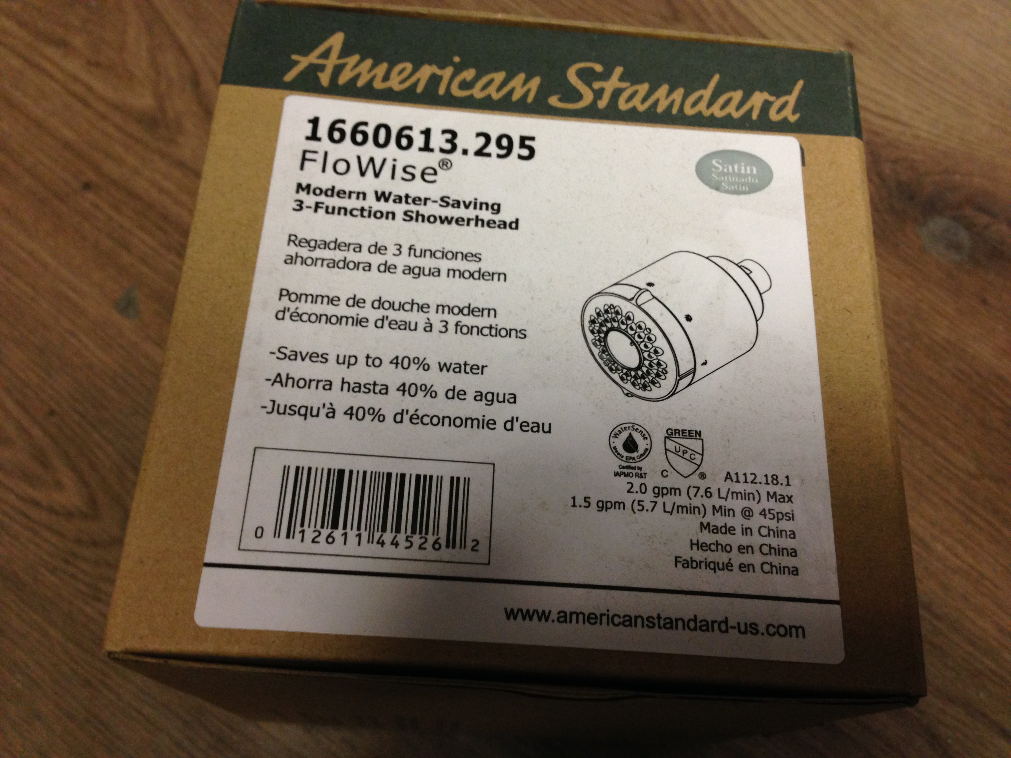 AMERICAN STANDARD AMERICAN STANDARD 1660613.295 Modern Satin Nickel Flowise 3 Function Water Saving Showerhead 2.0 GPM