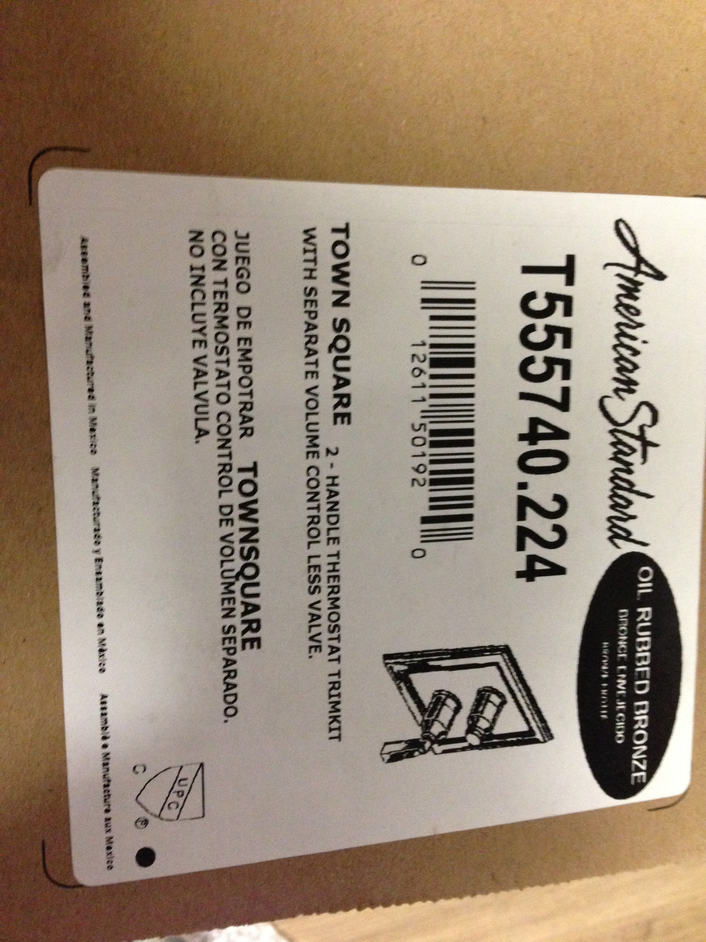 AMERICAN STANDARD American Standard T555740.224 Townsquare 2 Handle Thermostatic Valve Trim Oil Rubbed Bronze