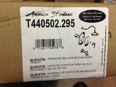 American Standard T440502.295 Quentin Brushed Nickel Pressure Balanced Bath and Shower Trim Flowise Water Saving 3 Function Shower Head Less Valve Body