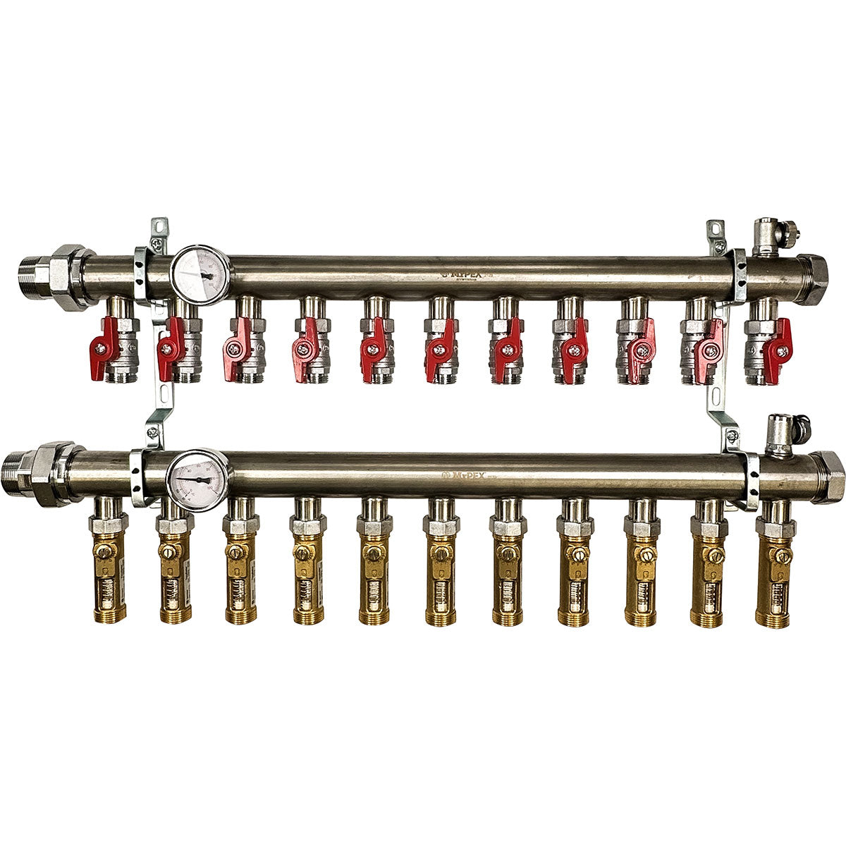 MR PEX Mr Pex 3261100 1 1/2 in Stainless Steel Manifold Assembly with Inline Flowmeter (11 Branches)