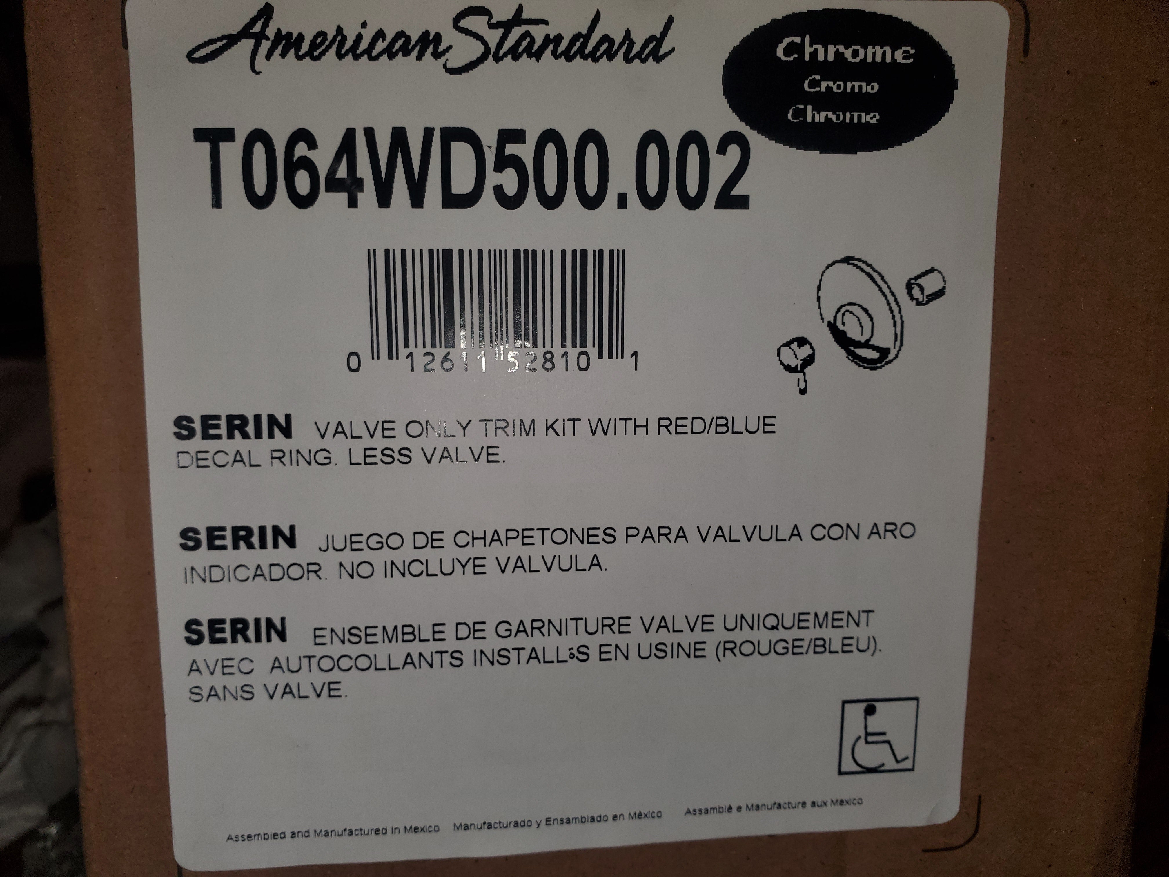 AMERICAN STANDARD American Standard T064WD500.002 Serin Chrome Shower Valve Only Trim Kit