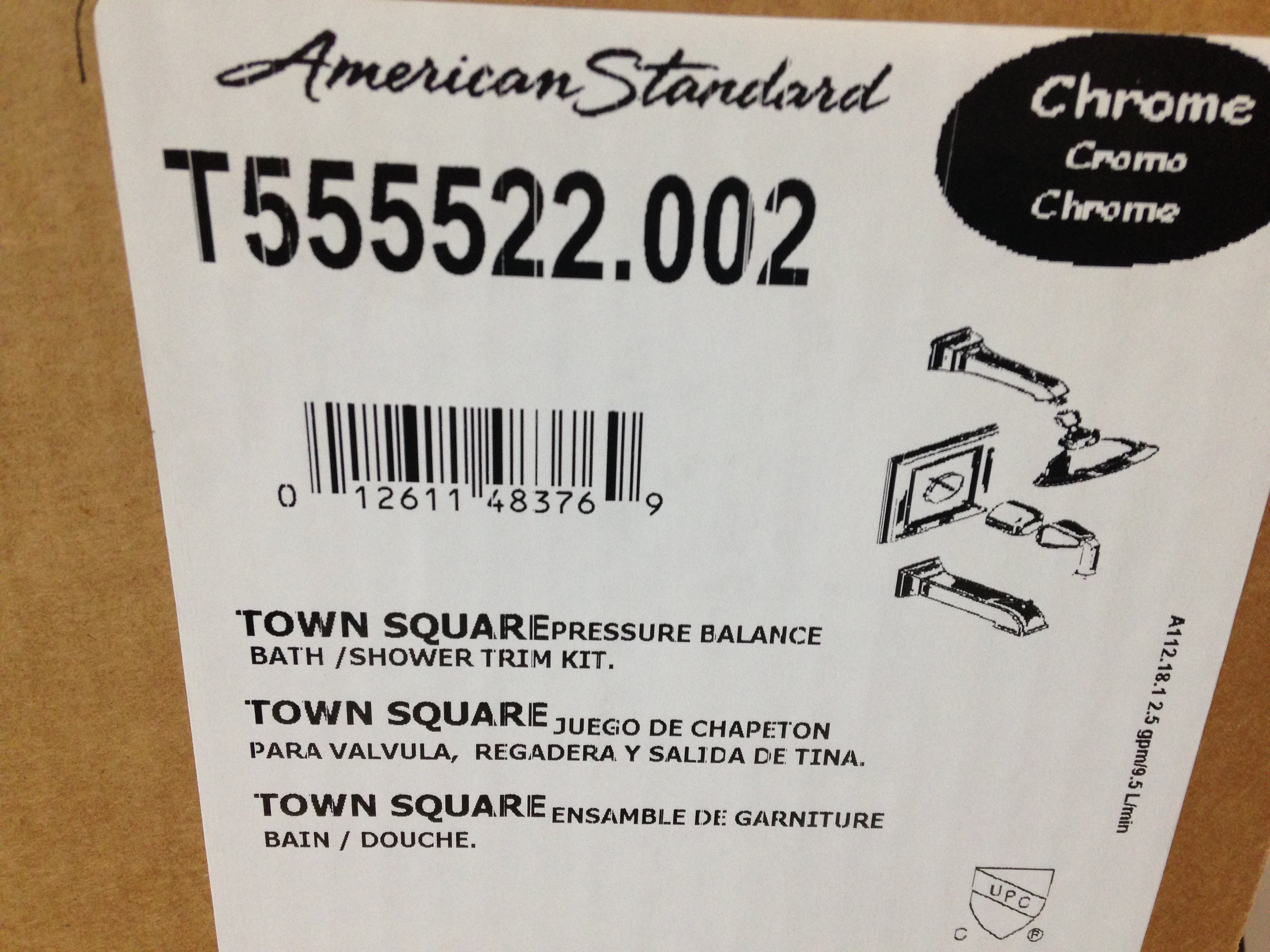AMERICAN STANDARD American Standard T555522.002 Town Square Pressure Balance Bath/Shower Trim Kit