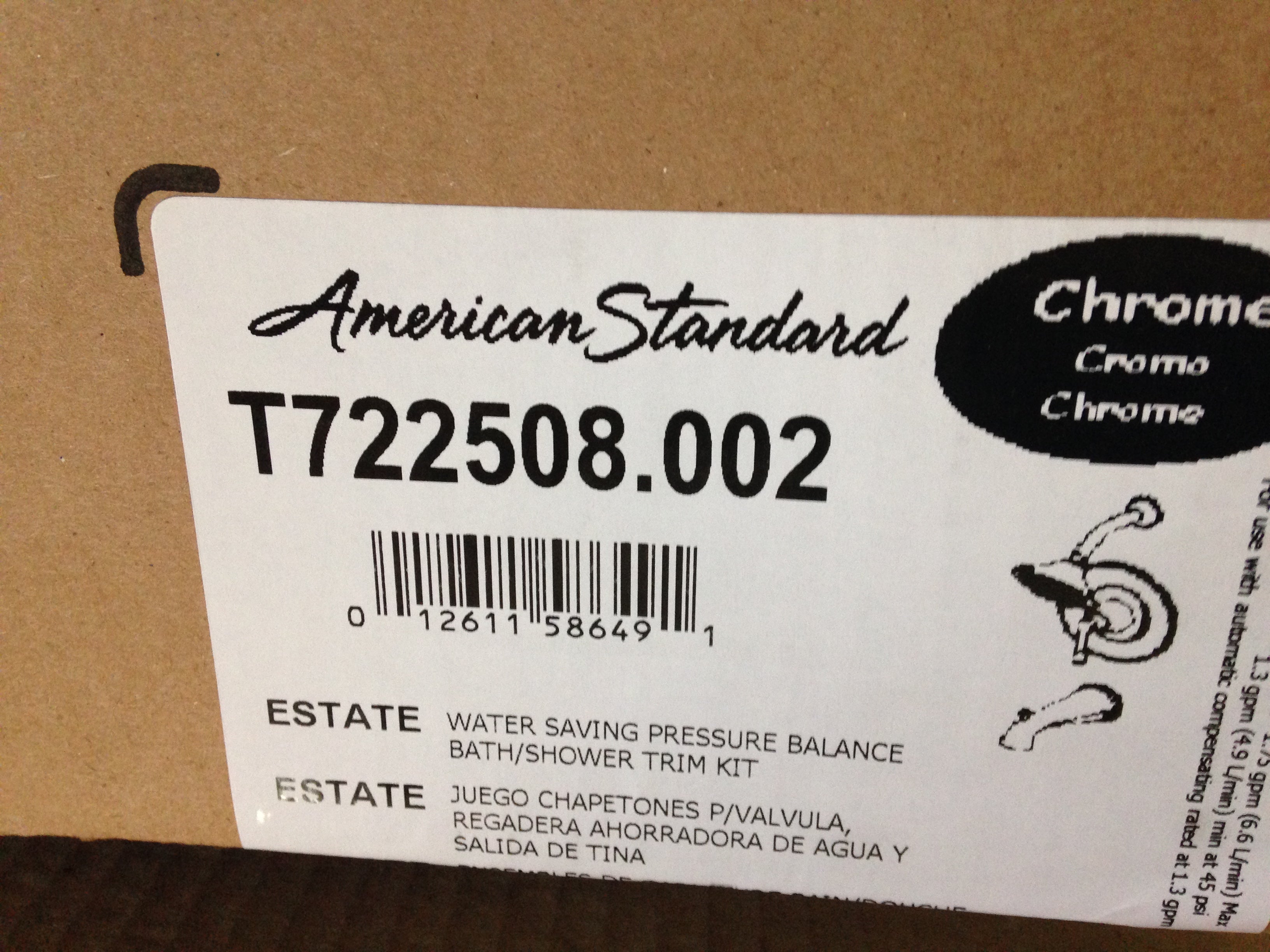 AMERICAN STANDARD American Standard T722508.002 Estate Water Saving Pressure Balance Bath/Shower Trim Kit