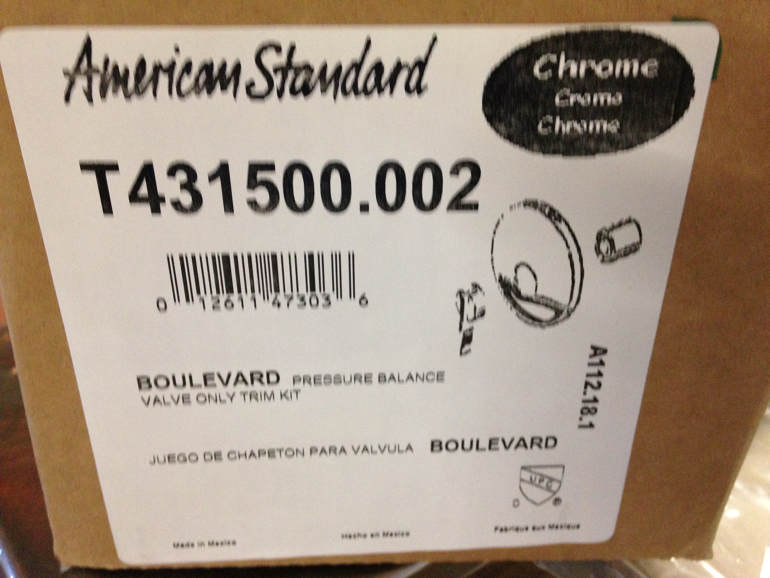 AMERICAN STANDARD American Standard T431500.002 Boulevard Pressure Balance Valve Trim Kit