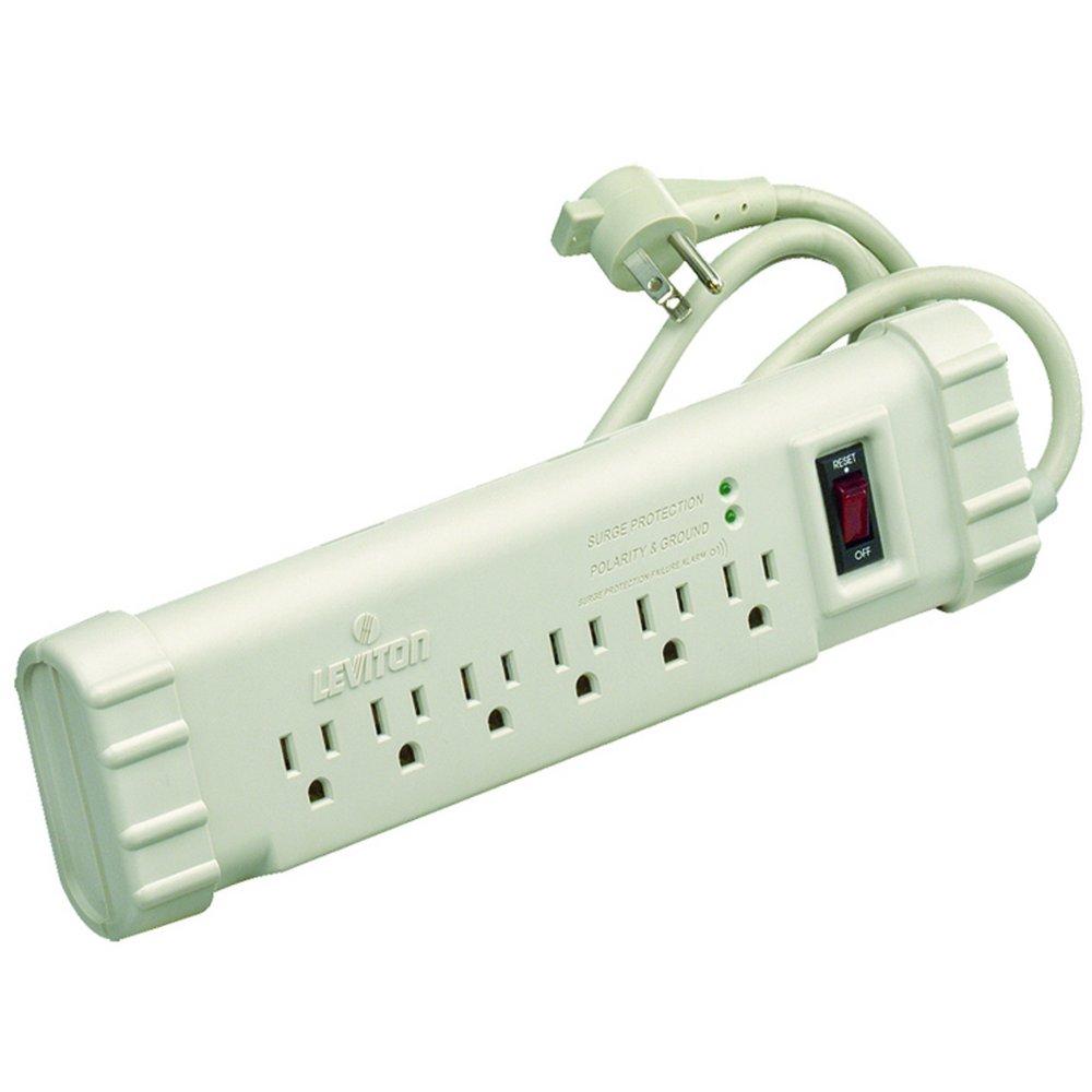 LEVITON leviton S1000-PS office grade surge strip with six outlets, 6-foot cord
