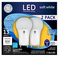 GE G E Lighting 93095629 A19 Led Bulb 10W GU24 Dimmable 2 Pack