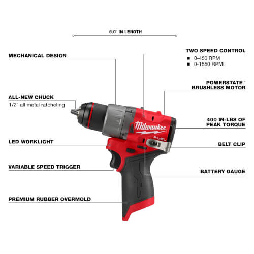 MILWAUKEE Milwaukee 3403-20 M12 FUEL 1/2 Drill/Driver