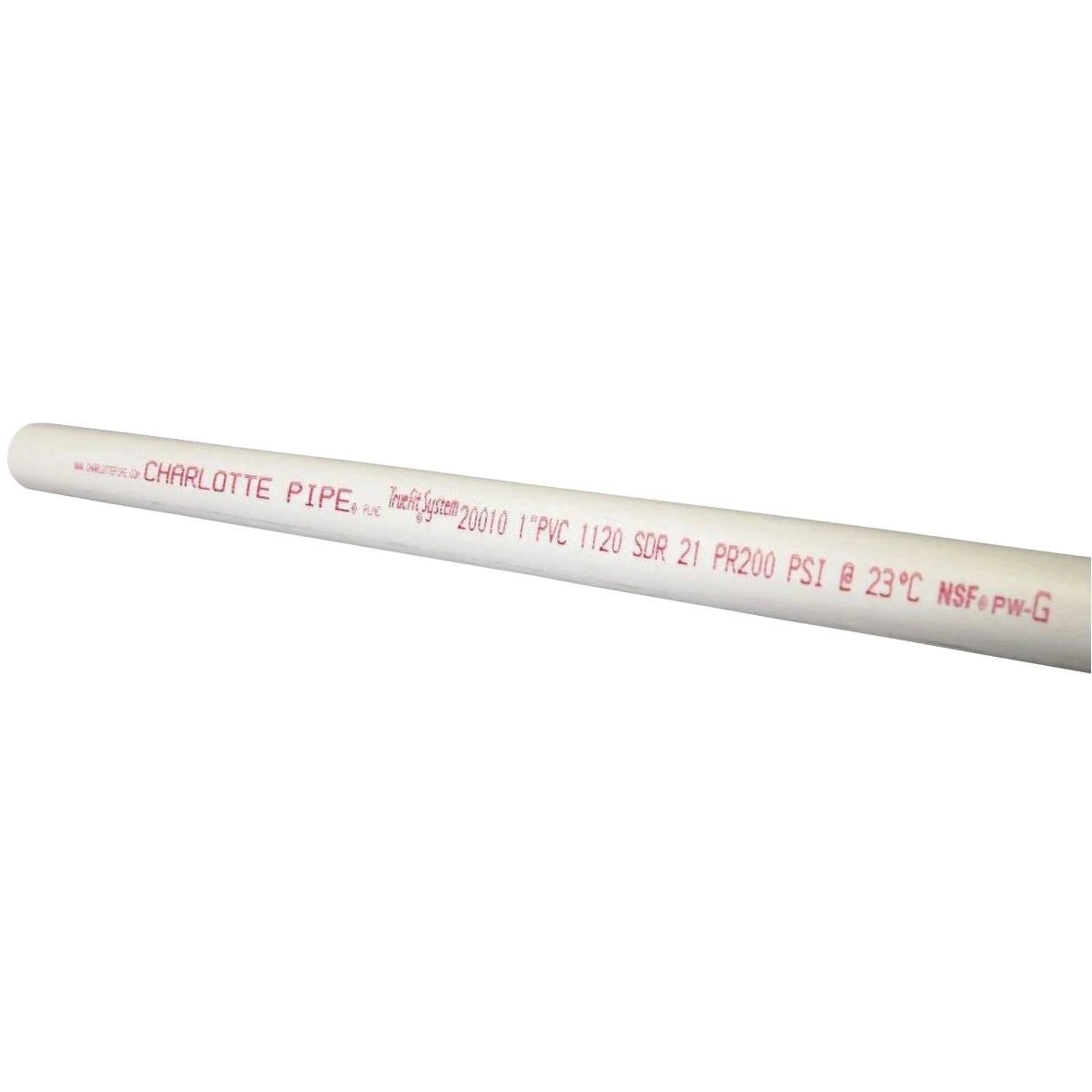 CHARLOTTE PIPE Charlotte Pipe PVC 20010 0600 1 in. x 10 ft Cold Water PVC Pressure Pipe SDR 21