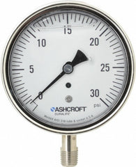 ASHCROFT Ashcroft 94484 Pressure Gauge 0-30 Psi 3-1/2 in Lower Mount