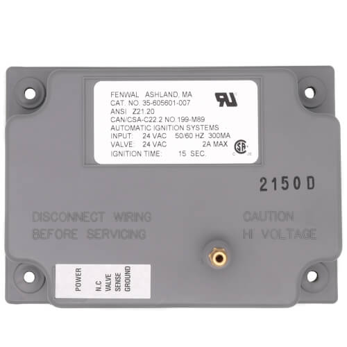 LAARS Fenwal 35-605601-007 Direct Spark Ignition Control 24V (0 sec Prepurge/15 sec TFI)