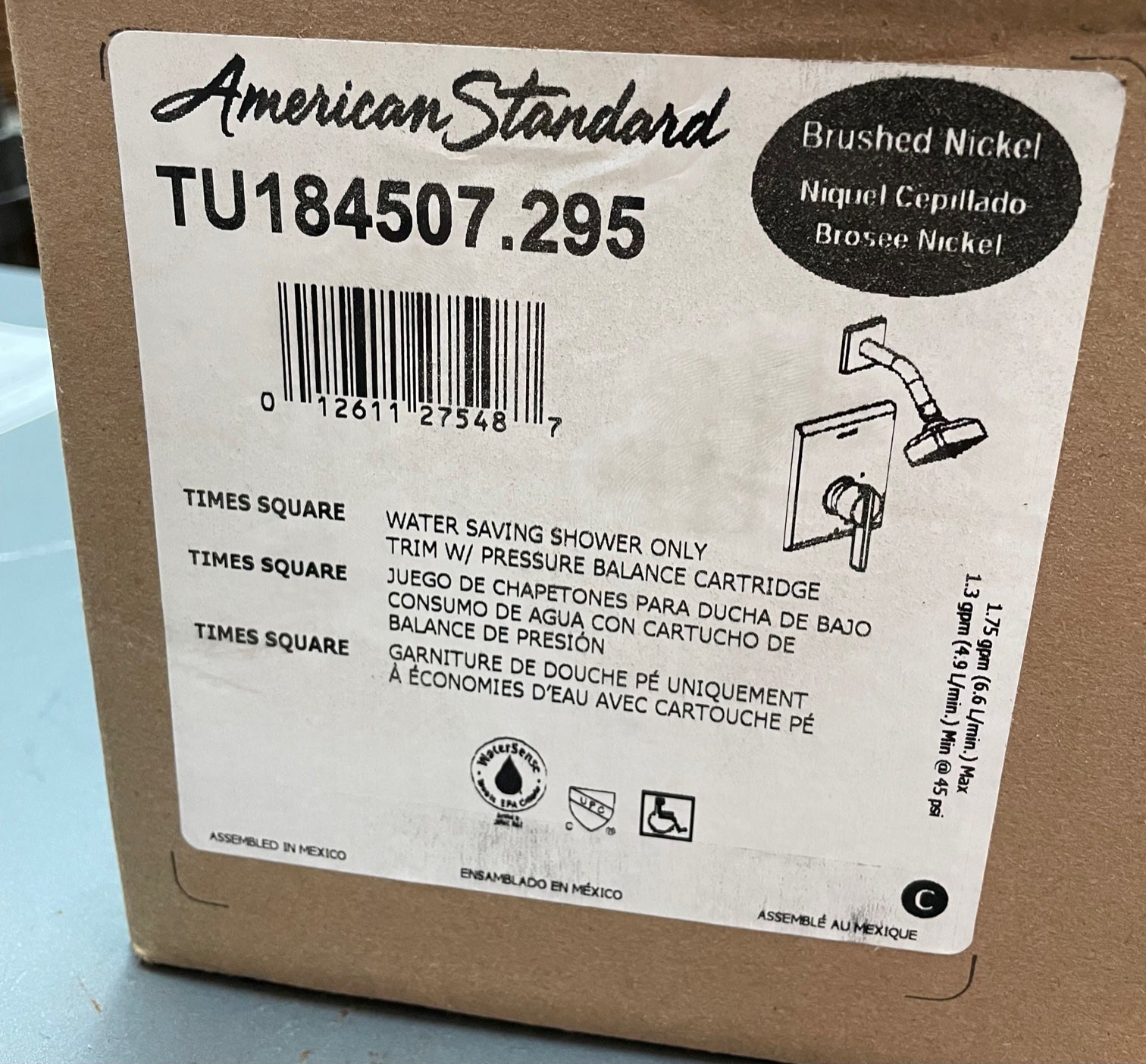AMERICAN STANDARD American Standard TU184507.295 Times Square Brushed Nickel Water Saving Shower Trim with Pressure Balance Cartridge