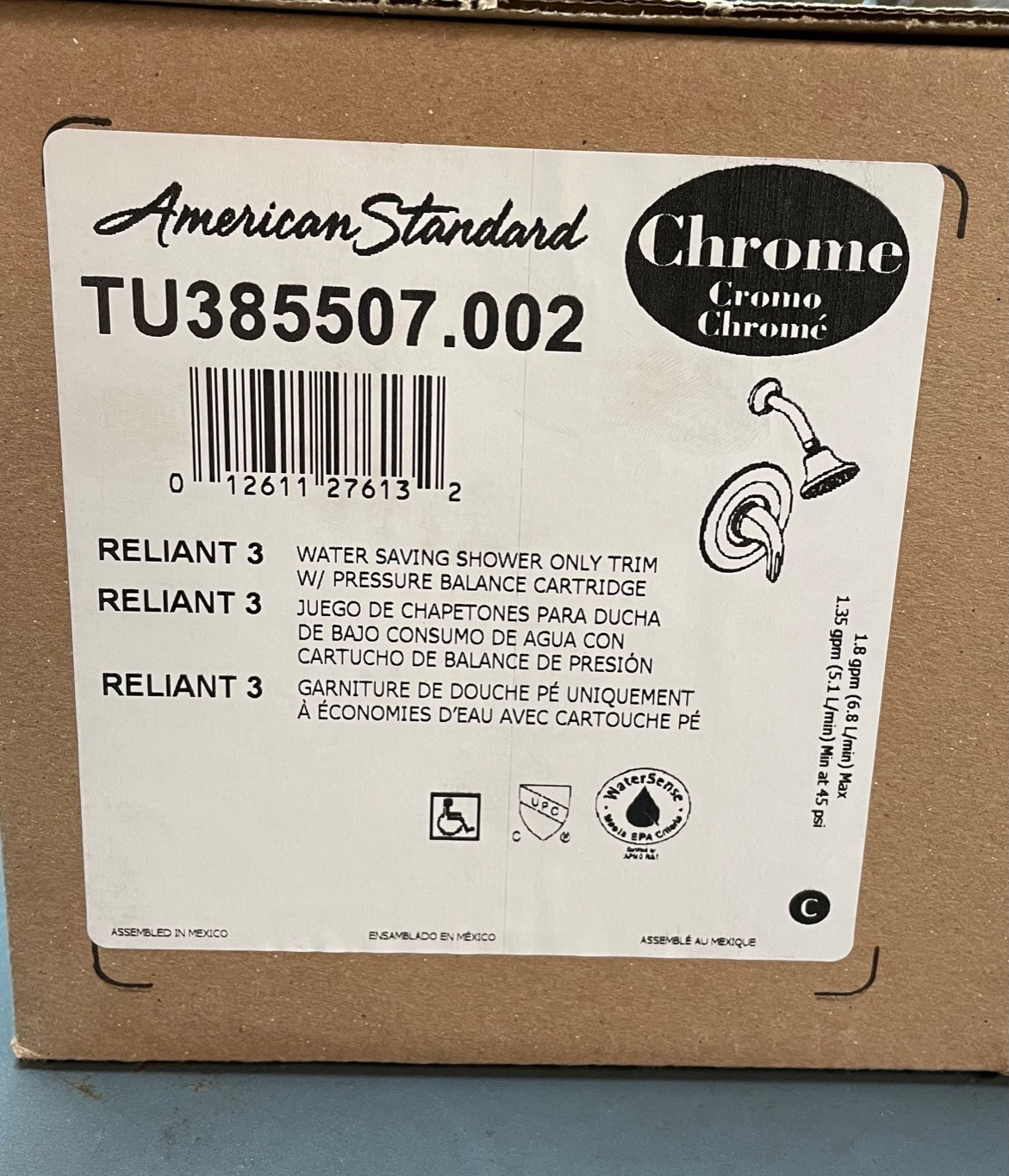 AMERICAN STANDARD American Standard TU385507.002 Reliant 3 Chrome Water Saving Shower Trim With Pressure Balance Cartridge