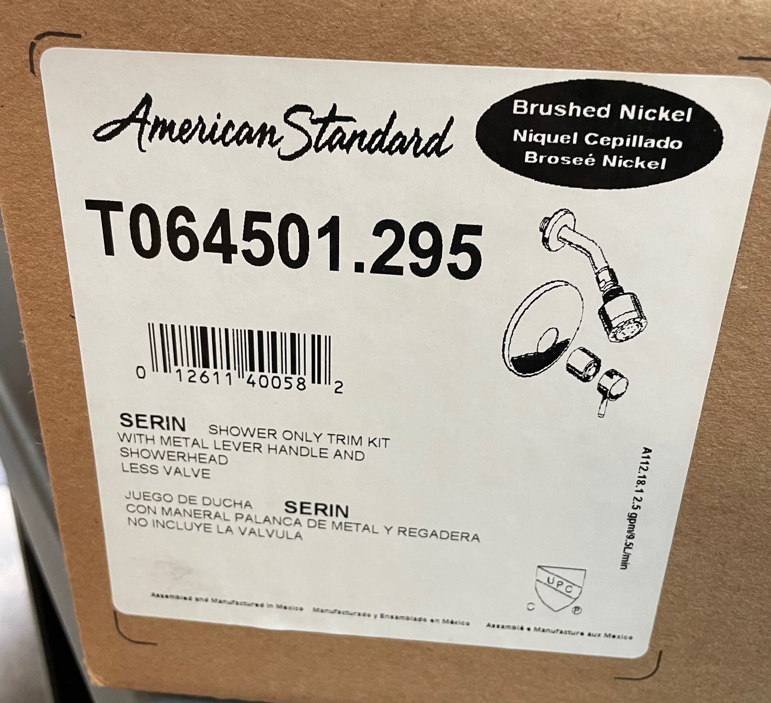 AMERICAN STANDARD American Standard T064501.295 Serin Brushed Nickel Shower Trim Kit