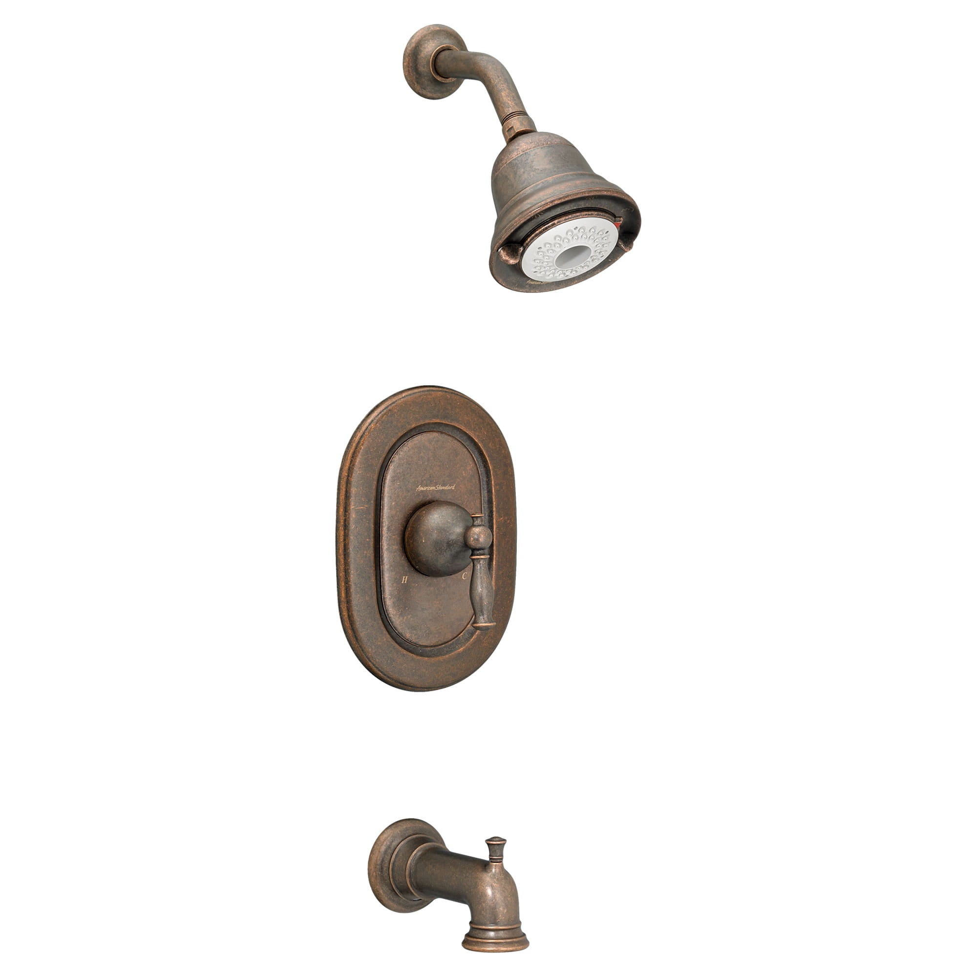 AMERICAN STANDARD American Standard T440508.224 Quentin Oil Rubbed Bronze Pressure Balanced Bath And Shower Trim Flowise Water Saving 3 Function Shower Head