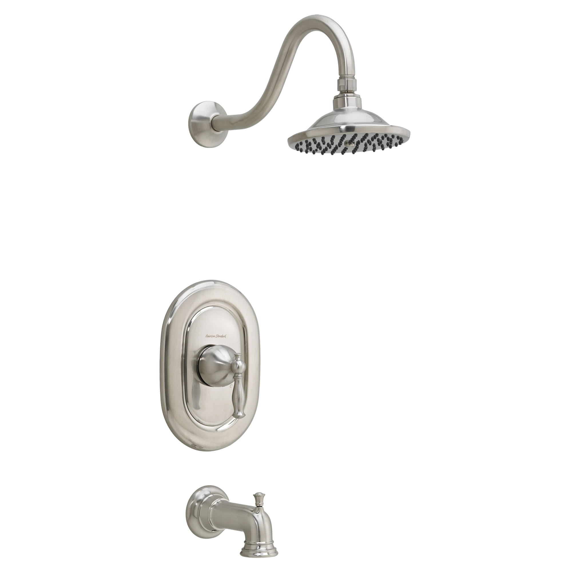 AMERICAN STANDARD American Standard T440502.295 Quentin Brushed Nickel Pressure Balanced Bath and Shower Trim Flowise Water Saving 3 Function Shower Head Less Valve Body